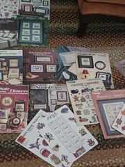 Huge Vintage Lot Of Needlepoint Embroidery 20+ Books, Tons Of Patterns, Supplies