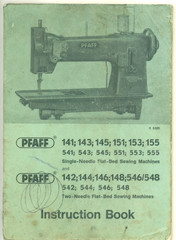 PFAFF 155 541 543 545 551 Single-Needle Flat-Bed Sewing Machine Instruction Book