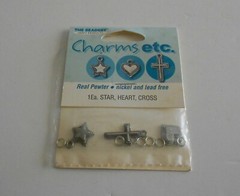 The Beadery Charms etc 3 Pewter Nickel Lead Free Star Heart Cross Charm Made USA
