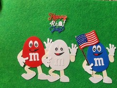 1pc Large Red White Blue M & M Chocolate Paper Die Cut Cardstock For Scrapbook