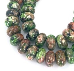 8×4 Forest Jasper Rondelle Beads Green with Desert Sand (40pc)