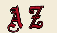 1″ Old English Embroidered Red Patch Pick Letters Iron On or Sew On