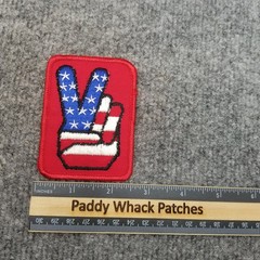 Vintage Peace Sign Patch American Flag Hippie 70s Symbol Deuces O7