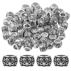 100 PCS Silver Spacer Beads Large Hole Metal Beads Tibetan Alloy Bead Spacers…