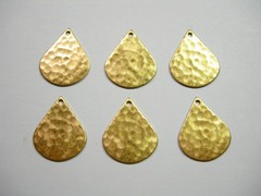 Hammered Raw Brass Teardrops Earring Findings Discs – 6