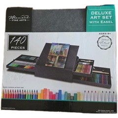 Monaco Fine Arts Deluxe Art Set with Easel, 140 Piece Quality-NEW