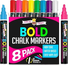 Window Chalk Markers for Cars Glass Washable, 8 Colors Liquid Chalk Marker Pens