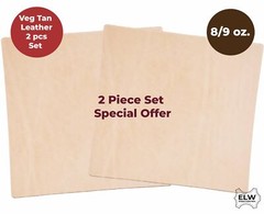 Veg Tan Full Grain Cow Tooling Leather 8-9oz(3.2mm) Pre-Cut 2pcs Special Price