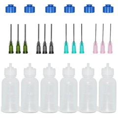 6Pc 30ml Clear Precision Applicator Bottle ,12Pcs Needle Tip, Squeeze Bottle NEW