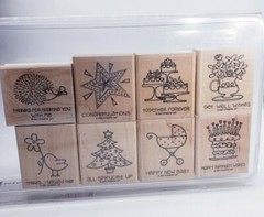 Stampin’ Up! “Fun and Fast Notes” Stamp Set: Baby Carriage, Tree, Birthday Cake