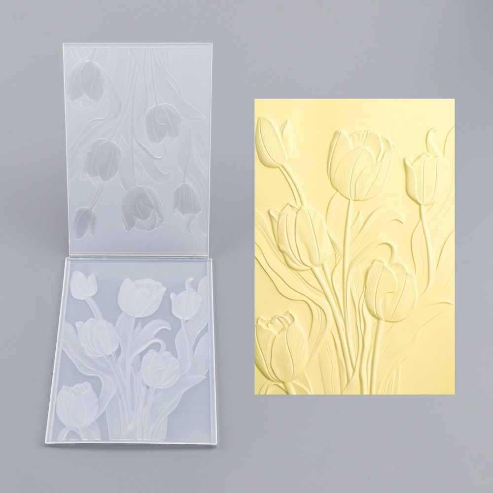 Tulip Flower 3D Embossing Folder for Card Making Diy Scrapbooking Texture Fades