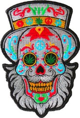 Sugar Skull with Mustache Patch for Jackets – 3.1×4.5 inch – P6705