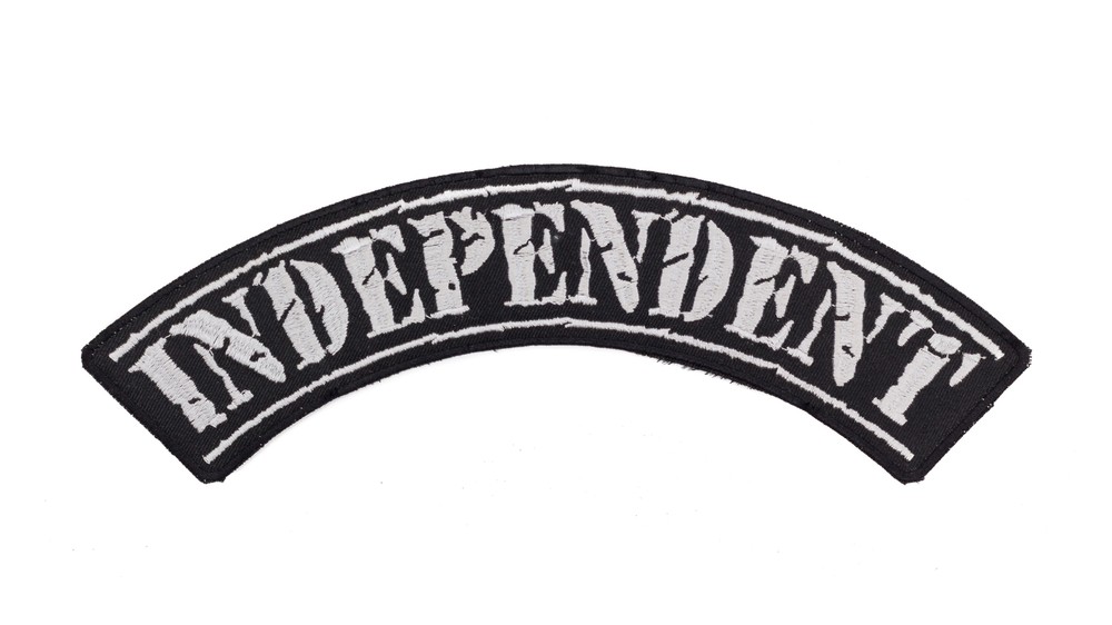 Independent Bold White Iron on Top Rocker Large Patch for Jackets