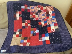 LINUS PROJECT HANDMADE PATCHWORK RED WHITE BLUE FLAGS STARS GUC SEE DESC.