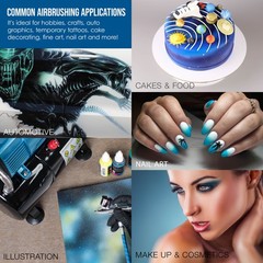 Master Airbrush G222 Pro Set Dual-Action Gravity Feed, 3 Tip Kit 0.2, 0.3, 0.5mm