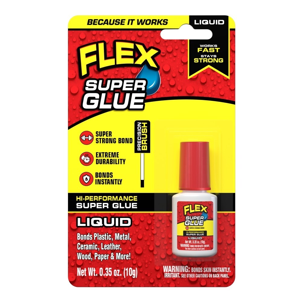 Flex Super Glue Liquid, Clear, 10 Gram Brush-On Bottle
