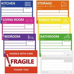6 x 4 in Large Moving Labels for Boxes, Home Moving Packing Color Coded Stick…