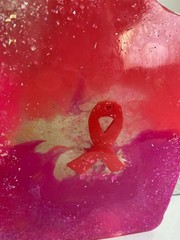 HANDCRAFTED PINK GLITTER BREAST CANCER AWARENESS HEAVY RESIN PADDLE (MANY USES)
