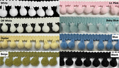 12 Continuous Yards! – 1/4″ Mini Pom Pom Ball Fringe – Made in USA!