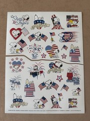 Charles M Schulz Peanuts Snoopy Patriotic July 4th Sticker Sheet Large Format