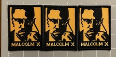 Three (3) Malcolm X Embroidered Patches 3″x2.25″. Iron-on or Sew-on. SHIPS FREE