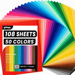 108 Sheets Colored Cardstock 8.5″ X 11″, 50 Assorted Colors 180GSM/65LB Construc