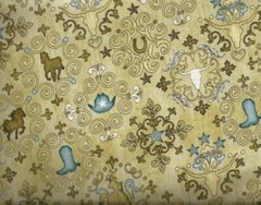Unbridled western medallions bandana horse boots straw Quilting Treasures fabric