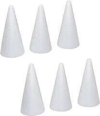6Pcs Craft Foam Cones White Polystyrene Cone Shaped Foam 1.65X3.3In for Craft DI
