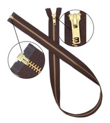 15 Inches Metal Zipper YKK #5 Golden Brass Medium Weight Separating Made in USA