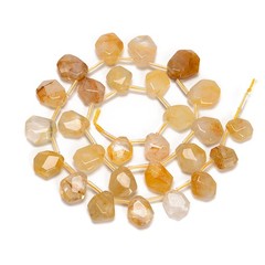 Golden Healer Quartz Faceted Trapezoid Shape Beads 10x12mm-12x15mm 15.5” Strand