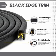 Heavy-Duty 10ft Black Edge Trim – Safeguard Car and Boat Edges Effortlessly