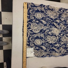 Duralee Fabric Piece 50 Natural/Blue Floral Cotton Rayon Discontinued Stock