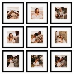 12×12 Picture Frame Set of 9, Display Pictures 8×8 with Mat or 12×12 without …