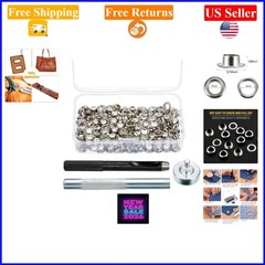 100pcs Grommet Eyelets Kit with Tools and Storage Box, Silver, 3/16 Inch