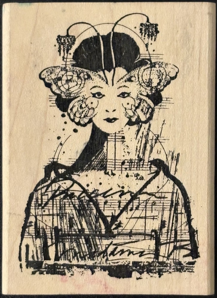 Acey Deucy Puccini’s Muse Butterfly Music Rubber Stamp