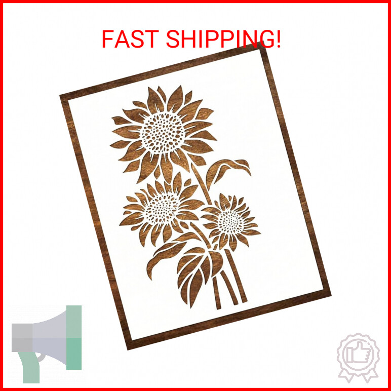 DLY LIFESTYLE Large Sunflower Stencil for Painting (12×15 Inches) -Reusable Sun