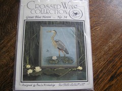 1996 Crossed Wing Collection Cross Stitch PATTERN #34 GREAT BLUE HERON w/ Aida