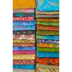 Huge Lot 100% Pure Silk Vintage Sari Fabric Quilting Cuts 8 Inch for Craft