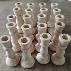 20 Piece Lot New Raw Unfinished Wood Craft 3 Inch Candlesticks