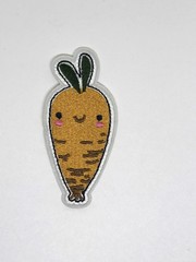 Turnip Radish Vegetable Embroidered Iron On Applique 1.6×3.5 inches