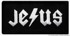 JESUS PATCH RELIGIOUS God Christian LIGHTNING BOLT embroidered iron-on NAMETAG