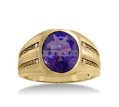 Amethyst Oval Cut With 925 Sterling Silver Gold Plated Ring For Men’s #119 #