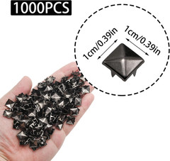 Funstreet 1000 Pcs Metal Studs 10Mm Black Pyramid Studs for Clothing Leather Bag