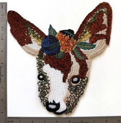 3 Pcs Big Embroidered/Sequins Iron on patches Deer Head 222x250mm AP013dS