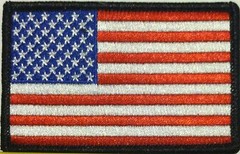 AMERICAN USA Flag Patch W/ VELCRO® Brand Fastener ARMY Patriotic Black Border