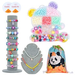 DIY Beads Bracelet Making Kit Plastic Beads with Elastic Threads For Necklace