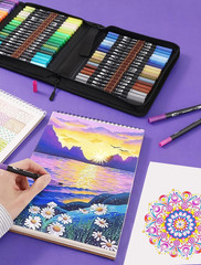 Art Markers Pens Dual Tip Coloring Markers Set with Brush & Fine Nib for Adult C
