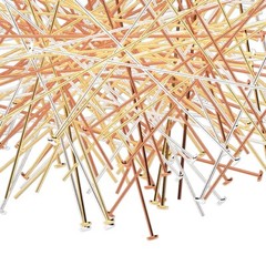 2 inch 24 gauge HEADPIN MIX 3 colors Silver Gold Copper 144 Pins Tri-Color 48 ea