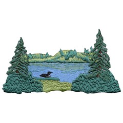 Pond Divers Loon Lake Applique Patch – Duck Trees Nature Outdoors 4″ (Iron on)