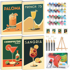 Paint By Numbers Kit Adults Beginners with Wooden Easel 8×12 Inches Retro